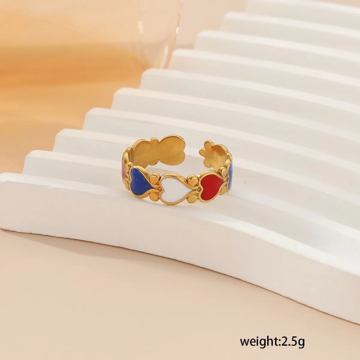 Wholesale Jewelry Sweet Simple Style Heart Shape Flower 304 Stainless Steel Open Rings