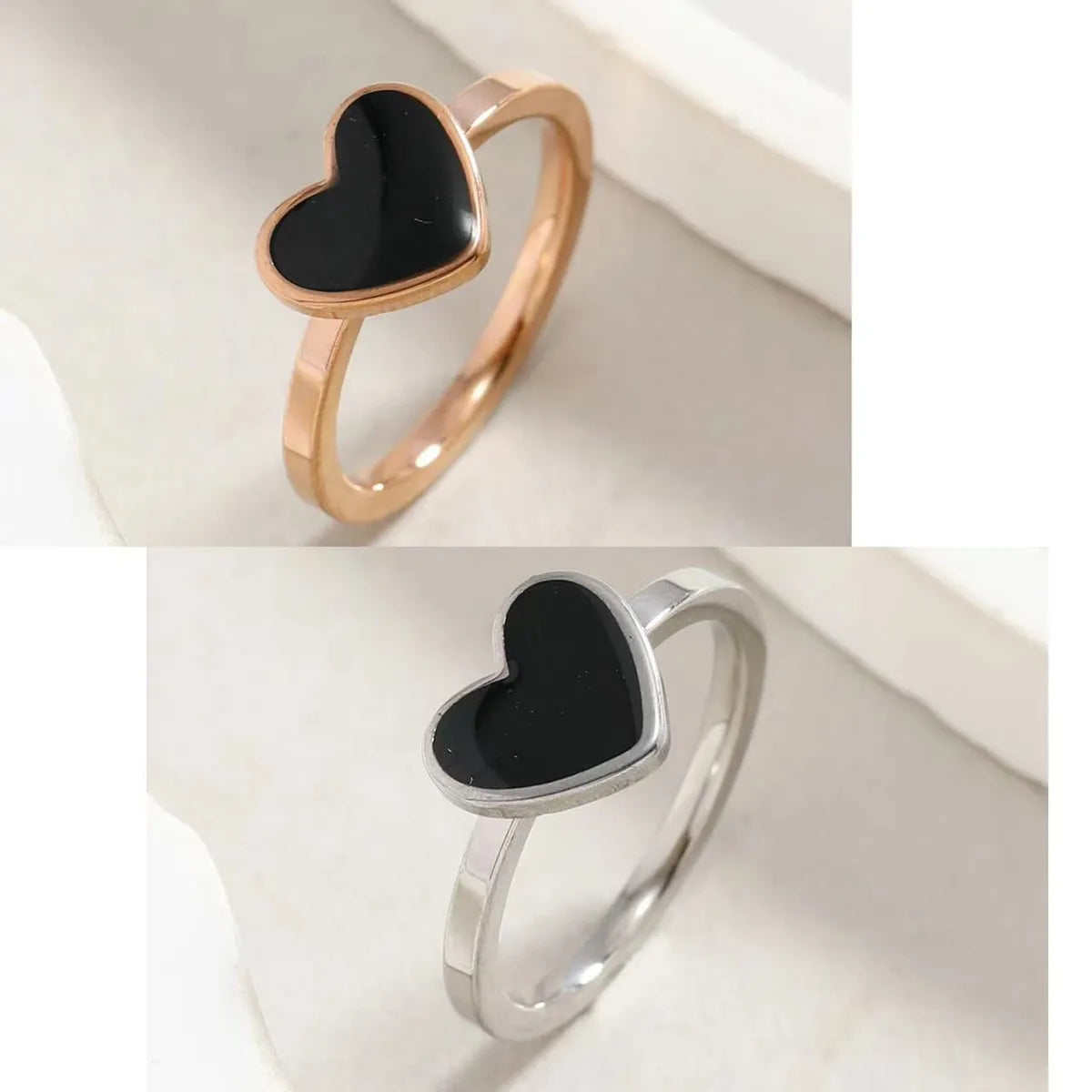 Wholesale Jewelry Sweet Simple Style Heart Shape Titanium Steel Plating Rings