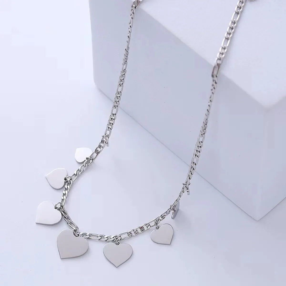 Wholesale Jewelry Sweet Simple Style Shiny Heart Shape 304 Stainless Steel Necklace