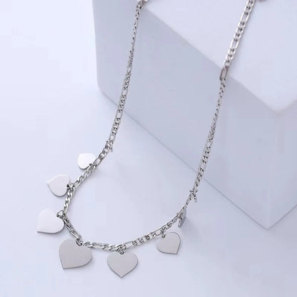 Wholesale Jewelry Sweet Simple Style Shiny Heart Shape 304 Stainless Steel Necklace