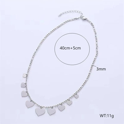 Wholesale Jewelry Sweet Simple Style Shiny Heart Shape 304 Stainless Steel Necklace