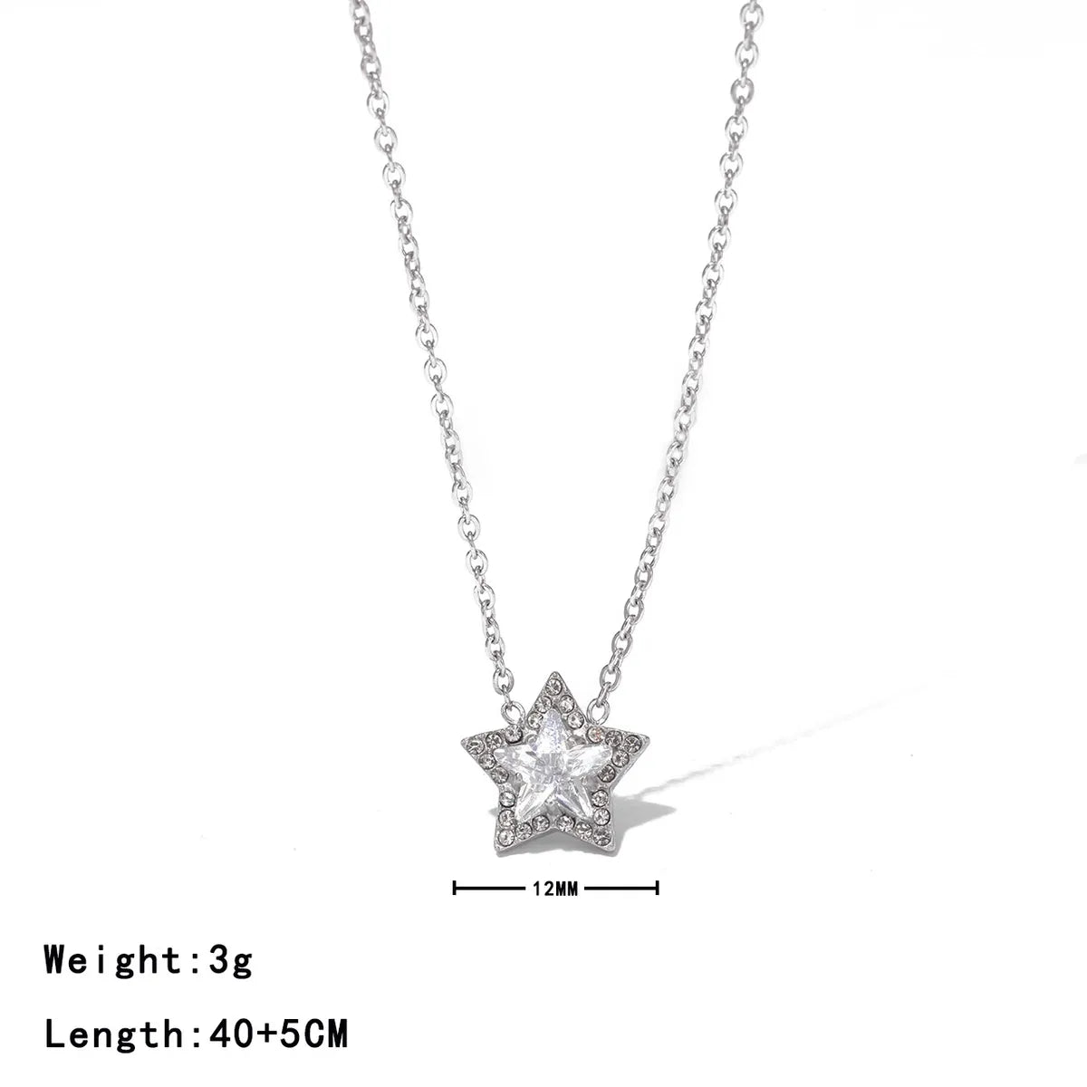 Wholesale Jewelry Sweet Simple Style Star 304 Stainless Steel Zircon White Gold Plated Gold Plated Star Inlaid Zircon Pendant Necklace