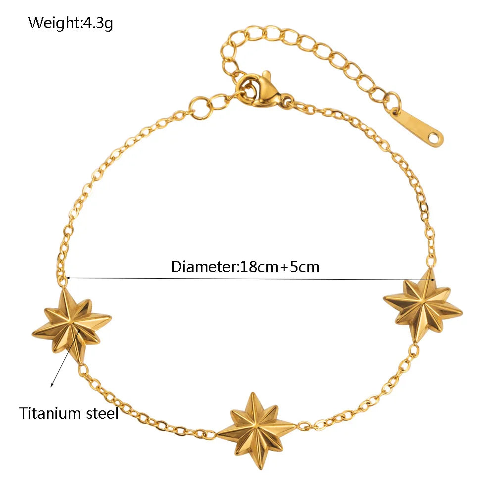 Wholesale Jewelry Sweet Simple Style Star Flower Titanium Steel Bracelets Necklace