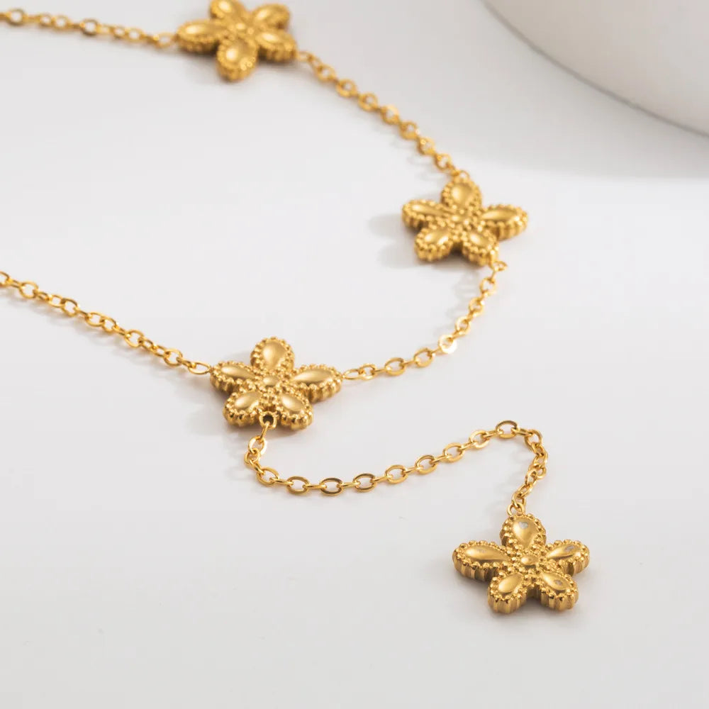 Wholesale Jewelry Sweet Simple Style Star Flower Titanium Steel Bracelets Necklace