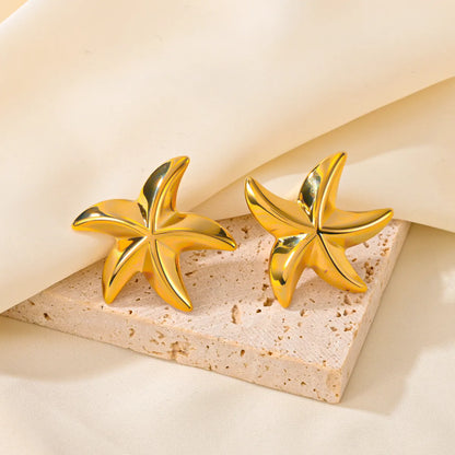 Wholesale Jewelry Sweet Simple Style Starfish Titanium Steel 18K Gold Plated Jewelry Set