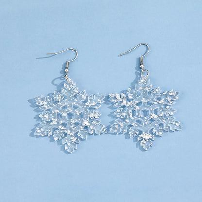 Wholesale Jewelry Sweet Snowflake Arylic Drop Earrings