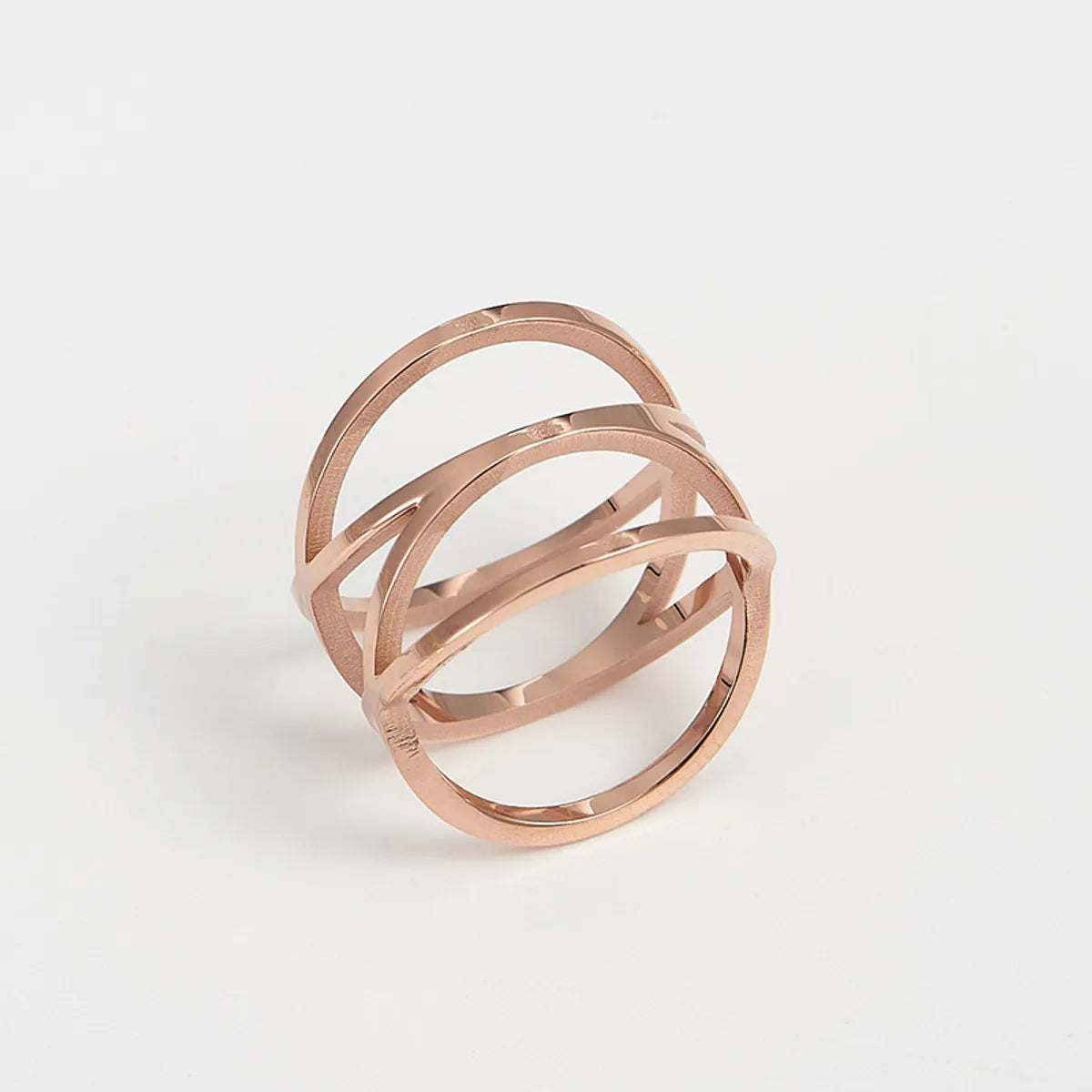 Wholesale Jewelry Sweet Solid Color Lines Titanium Steel Rose Gold Plated Plating Rings