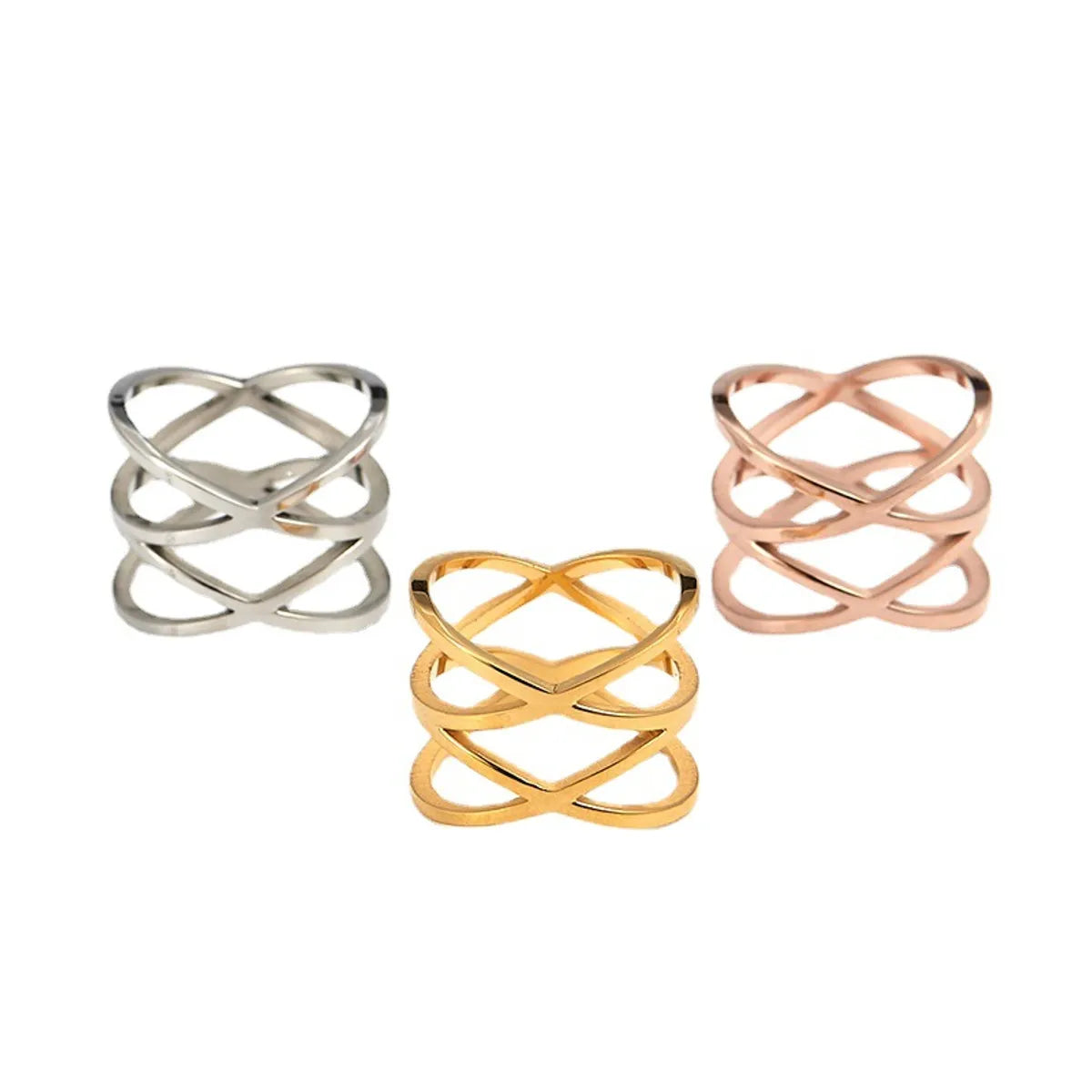 Wholesale Jewelry Sweet Solid Color Lines Titanium Steel Rose Gold Plated Plating Rings