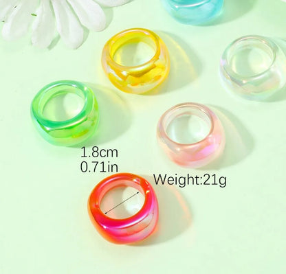 Wholesale Jewelry Sweet Solid Color Plastic Resin Rings