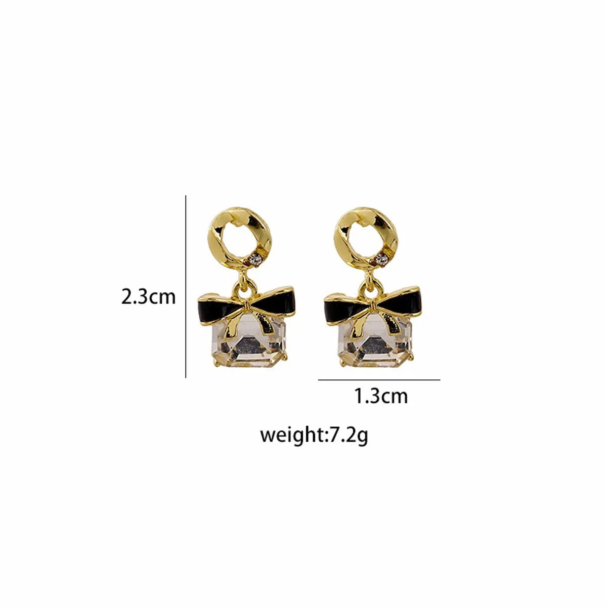 Wholesale Jewelry Sweet Square Bow Knot Alloy Rhinestones Inlay Drop Earrings