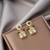 Wholesale Jewelry Sweet Square Bow Knot Alloy Rhinestones Inlay Drop Earrings