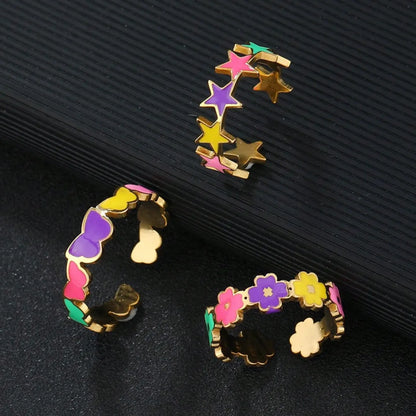 Wholesale Jewelry Sweet Star Flower Butterfly Titanium Steel Open Rings