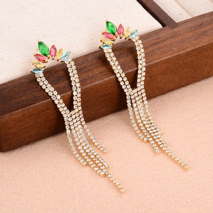 Wholesale Jewelry Sweet Tassel Alloy Zircon 14k Gold Plated Plating Inlay Drop Earrings