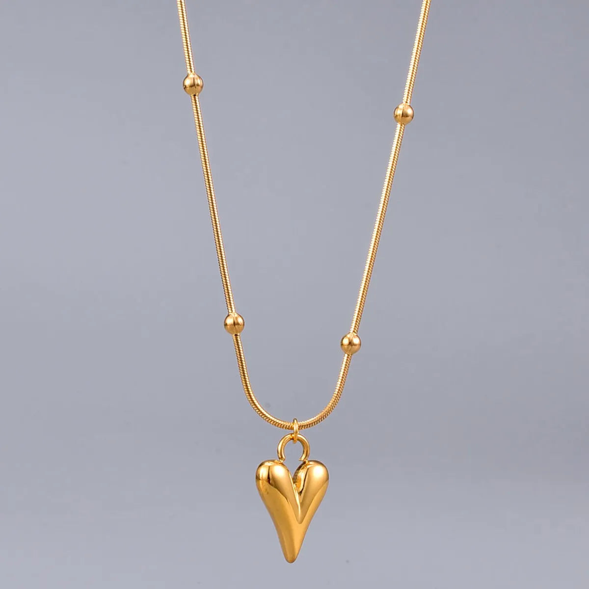 Heart Titanium Steel Inlaid Shell Inlaid Gold Necklace