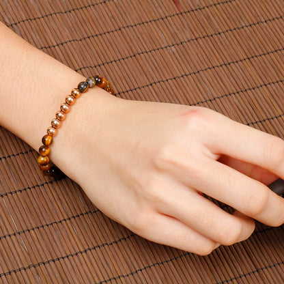 Korean Style New Tiger-eye Bracelet Wholesale Simple Women's Titanium Steel Bracelet Beads Ornament Factory Supply