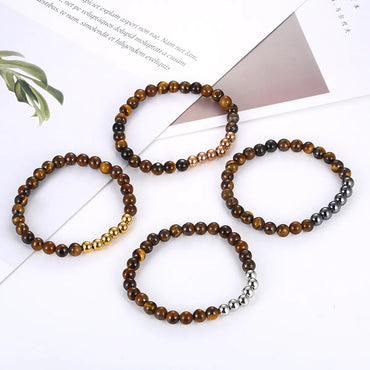 Korean Style New Tiger-eye Bracelet Wholesale Simple Women's Titanium Steel Bracelet Beads Ornament Factory Supply