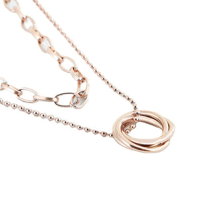 Wholesale Jewelry Trend Sweater Chain Autumn And Winter Double Ring Stainless Steel Necklace