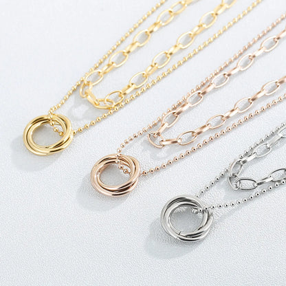 Wholesale Jewelry Trend Sweater Chain Autumn And Winter Double Ring Stainless Steel Necklace