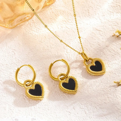 Wholesale Jewelry Tropical Simple Style Classic Style Heart Shape 304 Stainless Steel 18K Gold Plated Plating Jewelry Set