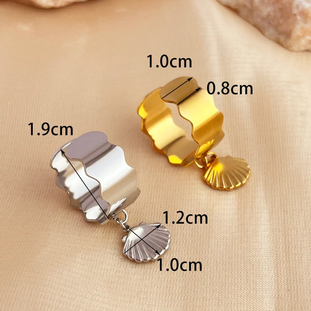 Wholesale Jewelry Tropical Simple Style Star Solid Color Shell 304 Stainless Steel 18K Gold Plated Plating Charm Rings