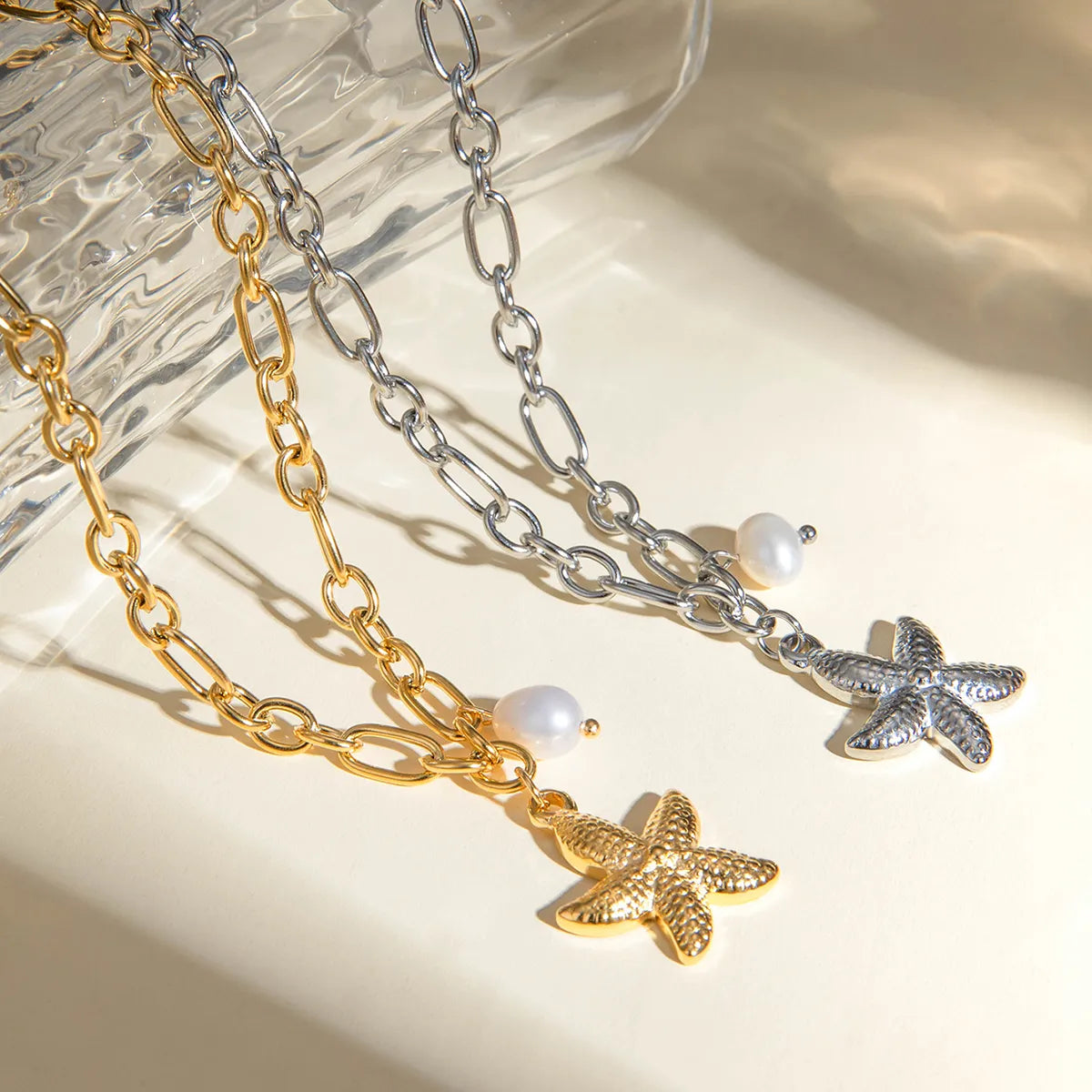 Wholesale Jewelry Vacation Beach Classic Style Starfish 304 Stainless Steel 18K Gold Plated Plating Pendant Necklace