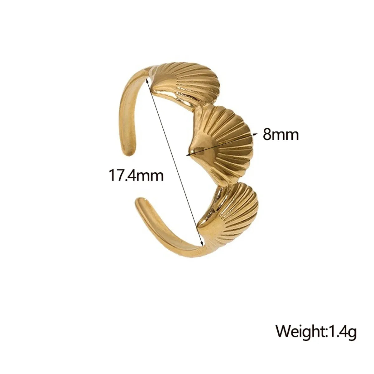 Wholesale Jewelry Vacation Beach Simple Style Shell 304 Stainless Steel 18K Gold Plated Open Rings