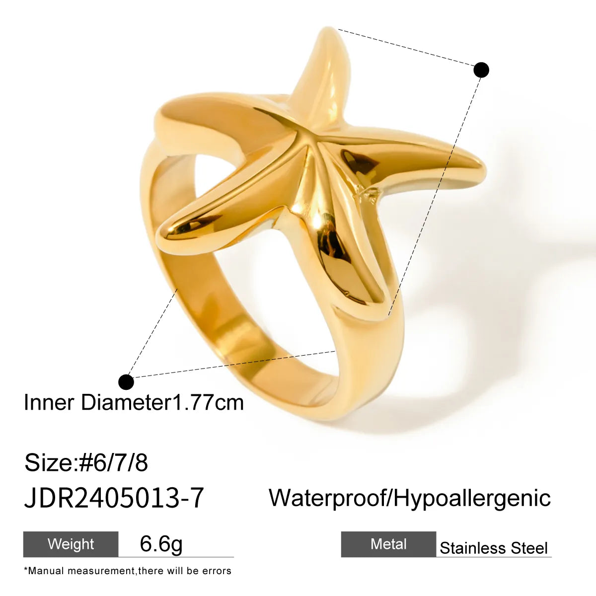 Wholesale Jewelry Vacation Beach Starfish 304 Stainless Steel Rings