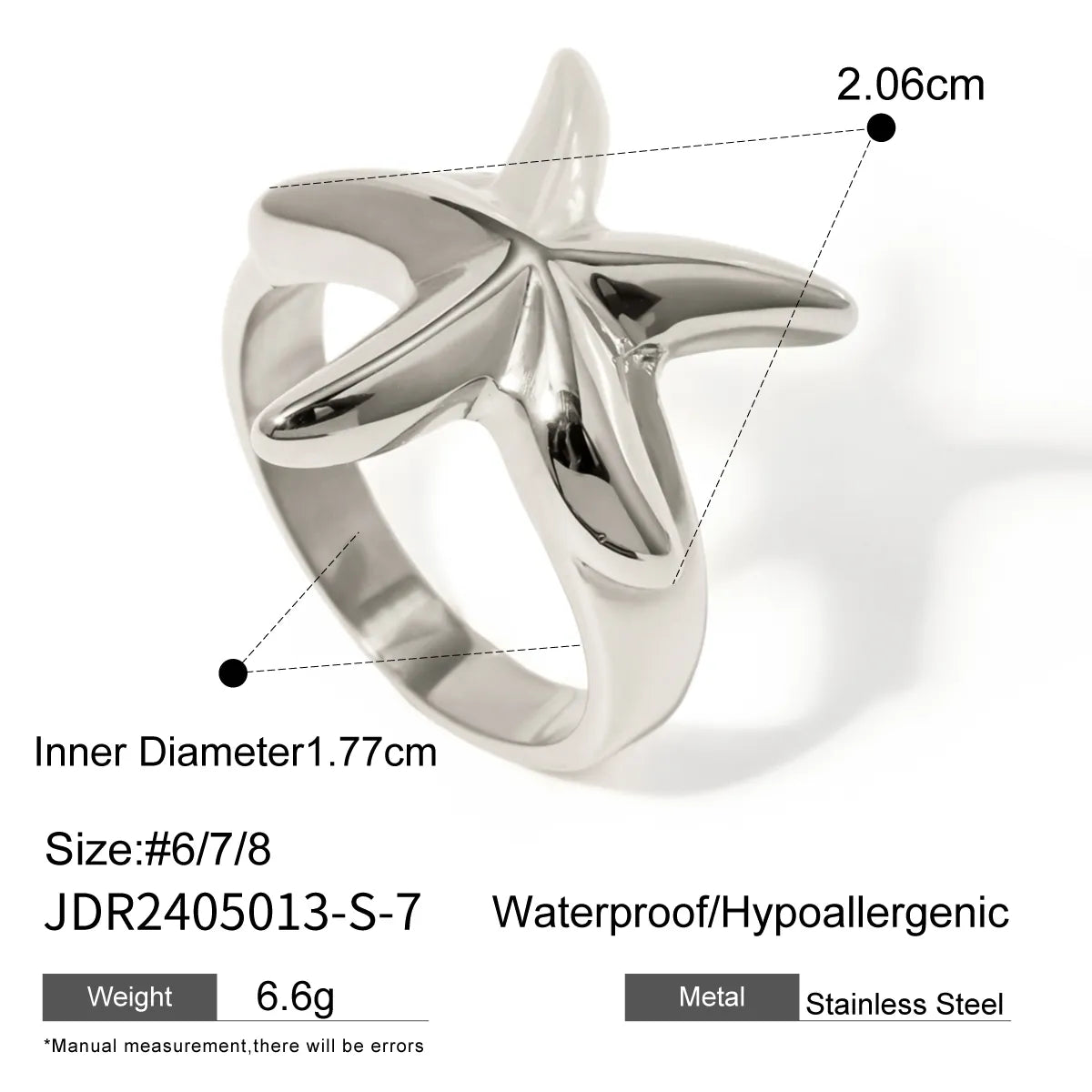 Wholesale Jewelry Vacation Beach Starfish 304 Stainless Steel Rings