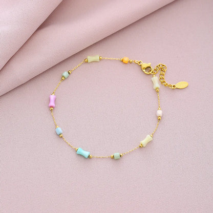 Wholesale Jewelry Vacation Beach Sweet Star Heart Shape 304 Stainless Steel 18K Gold Plated Plating Anklet