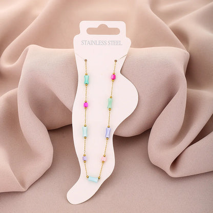 Wholesale Jewelry Vacation Beach Sweet Star Heart Shape 304 Stainless Steel 18K Gold Plated Plating Anklet