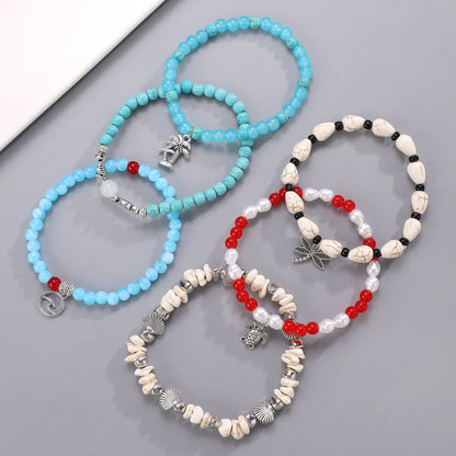 Wholesale Jewelry Vacation Beach Tortoise Shell Turquoise Beaded Anklet