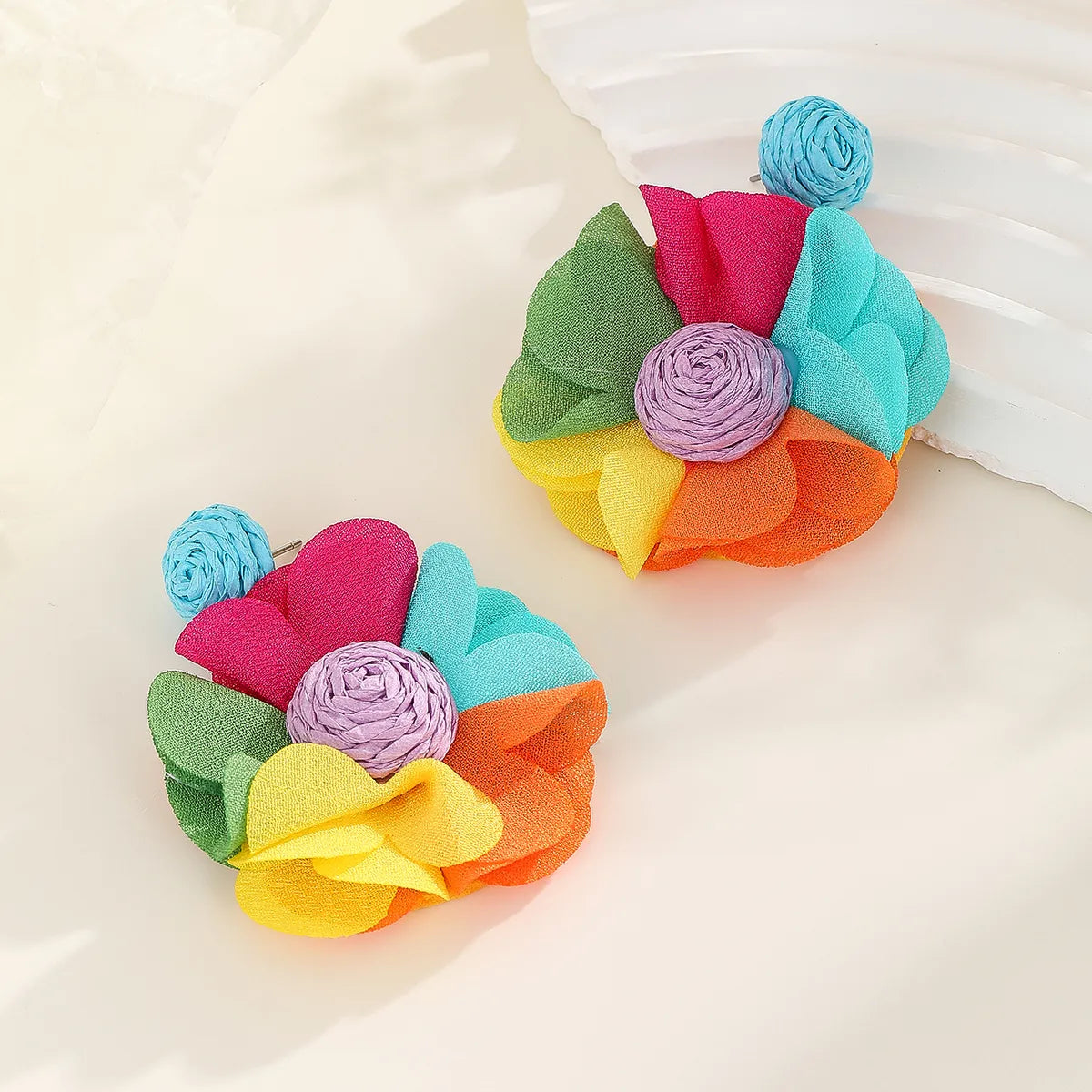 Wholesale Jewelry Vacation Flower Cloth Ear Studs