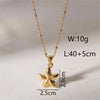 Wholesale Jewelry Vacation Marine Style Beach Scallop Starfish Titanium Steel 18K Gold Plated Chain Pendant Necklace