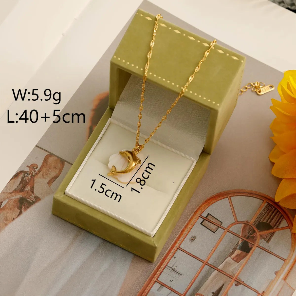 Wholesale Jewelry Vacation Marine Style Beach Tortoise Scallop Dolphin 304 Stainless Steel Shell 18K Gold Plated Pendant Necklace