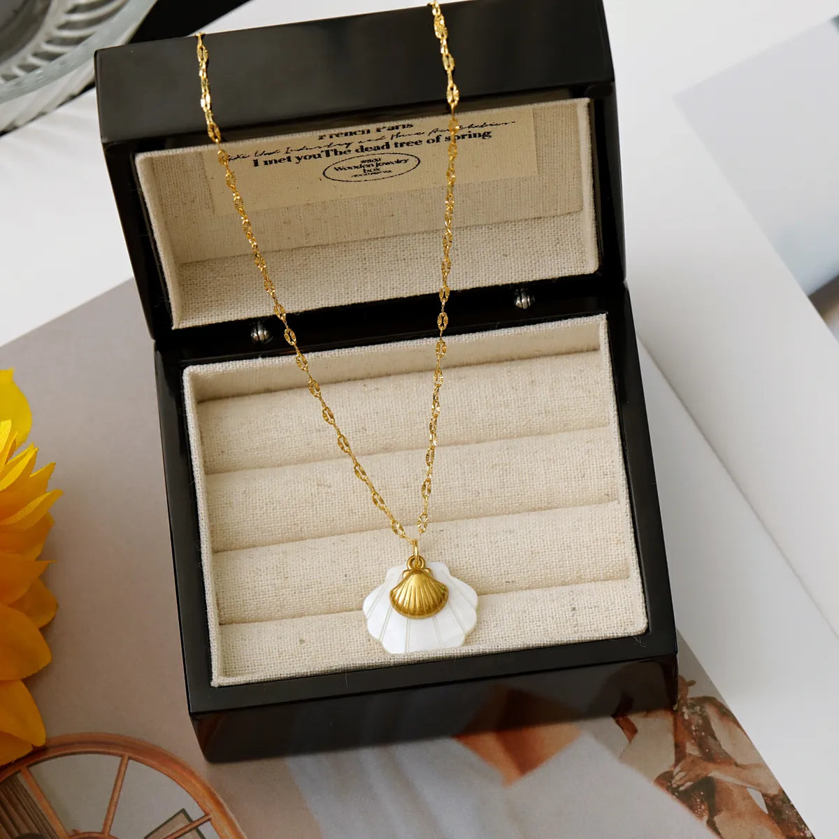 Wholesale Jewelry Vacation Marine Style Beach Tortoise Scallop Dolphin 304 Stainless Steel Shell 18K Gold Plated Pendant Necklace