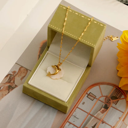 Wholesale Jewelry Vacation Marine Style Beach Tortoise Scallop Dolphin 304 Stainless Steel Shell 18K Gold Plated Pendant Necklace