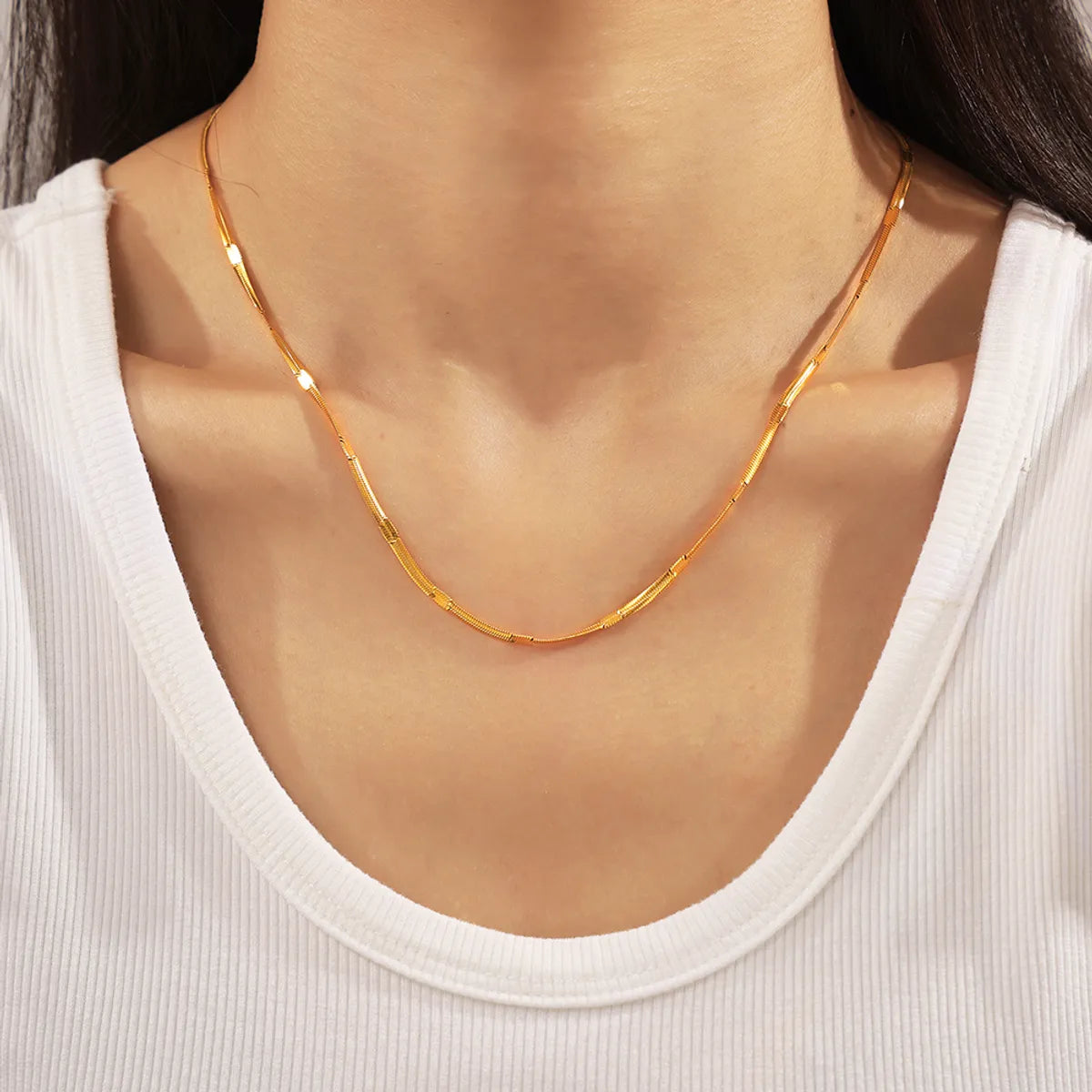 Wholesale Jewelry Vacation Modern Style Simple Style Solid Color Titanium Steel Necklace