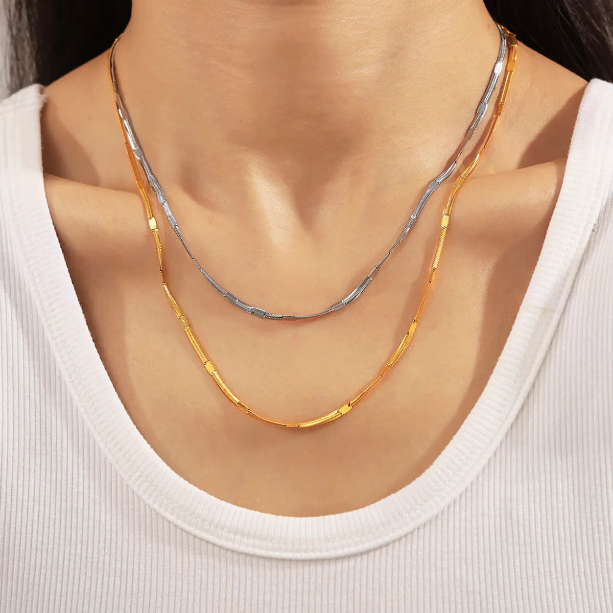 Wholesale Jewelry Vacation Modern Style Simple Style Solid Color Titanium Steel Necklace