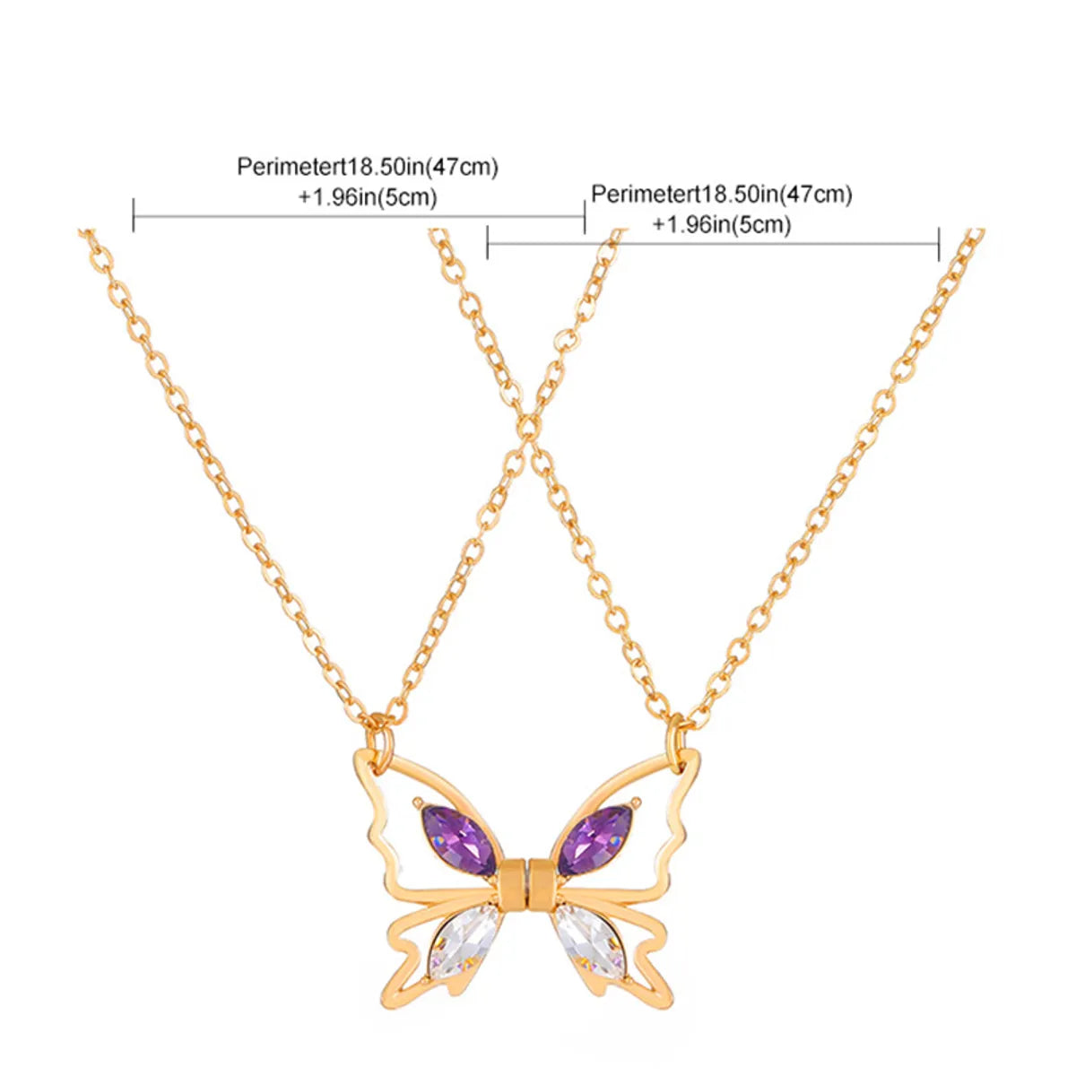 Wholesale Jewelry Vacation Modern Style Sweet Butterfly Alloy Rhinestones Inlay Pendant Necklace