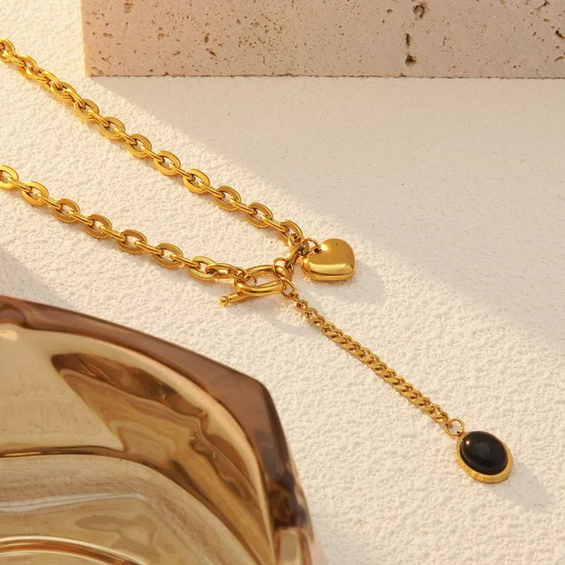 Wholesale Jewelry Vacation Simple Style Commute Heart Shape 304 Stainless Steel 18K Gold Plated Pendant Necklace