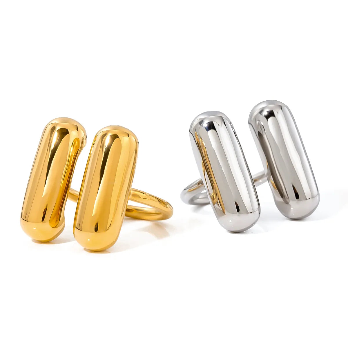 Wholesale Jewelry Vacation Simple Style IG Style Solid Color 316 Stainless Steel  18K Gold Plated Plating Open Rings