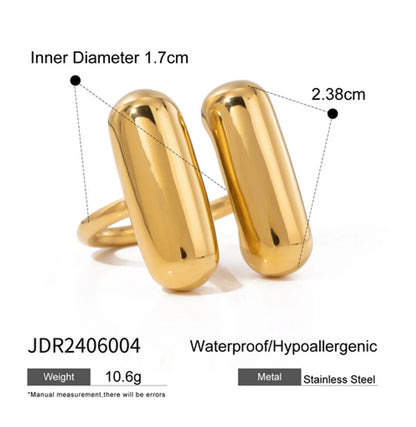 Wholesale Jewelry Vacation Simple Style IG Style Solid Color 316 Stainless Steel  18K Gold Plated Plating Open Rings