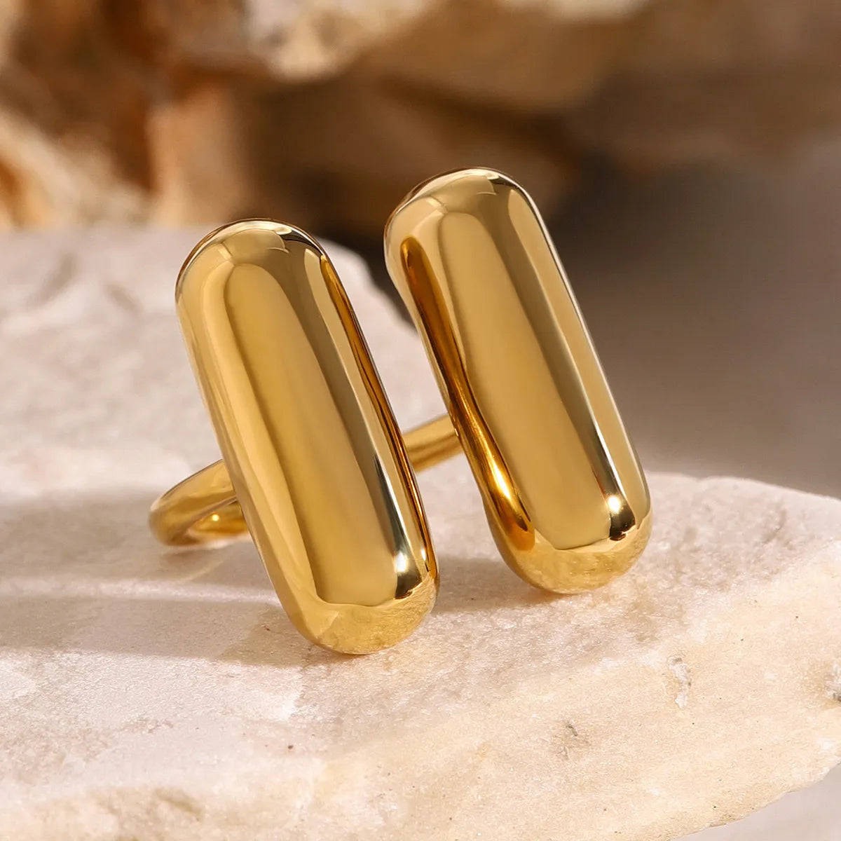 Wholesale Jewelry Vacation Simple Style IG Style Solid Color 316 Stainless Steel  18K Gold Plated Plating Open Rings