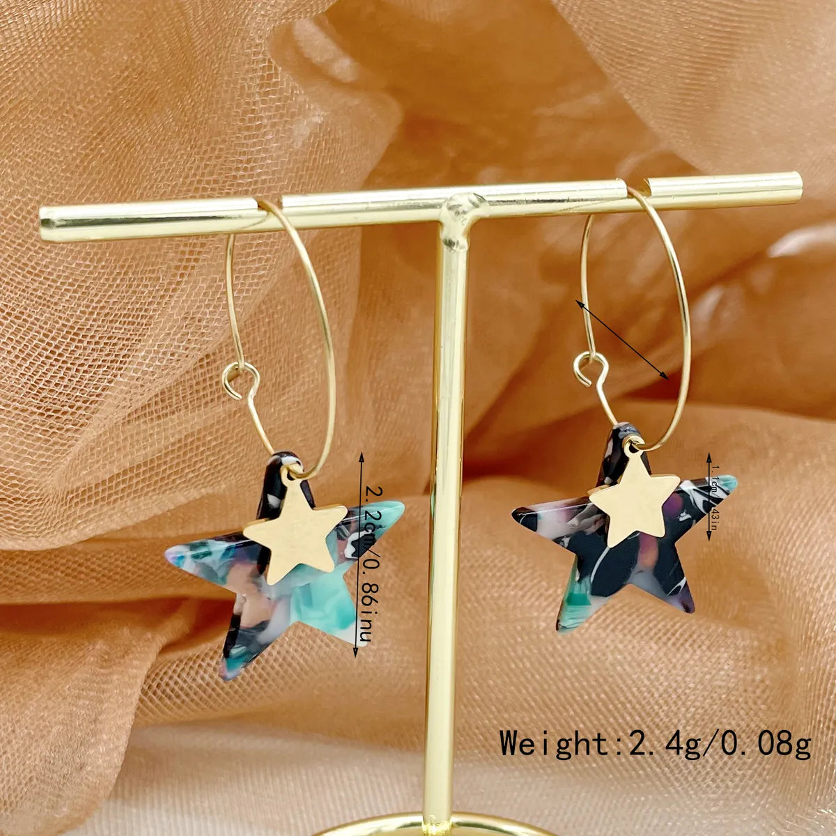 1 Pair Vacation Simple Style Leaf Flower Plating Inlay 304 Stainless Steel Arylic Acrylic Gold Plated Drop Earrings