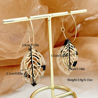 1 Pair Vacation Simple Style Leaf Flower Plating Inlay 304 Stainless Steel Arylic Acrylic Gold Plated Drop Earrings