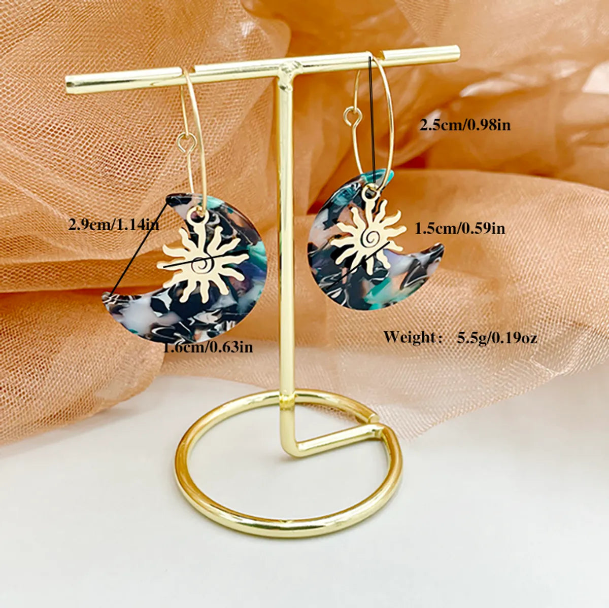 1 Pair Vacation Simple Style Leaf Flower Plating Inlay 304 Stainless Steel Arylic Acrylic Gold Plated Drop Earrings