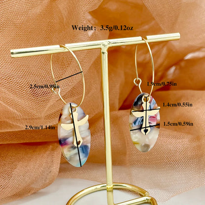 1 Pair Vacation Simple Style Leaf Flower Plating Inlay 304 Stainless Steel Arylic Acrylic Gold Plated Drop Earrings