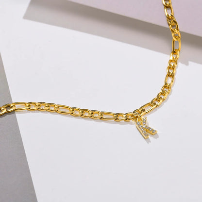 Wholesale Jewelry Vacation Simple Style Letter 201 Stainless Steel Zircon 18K Gold Plated Plating Inlay Anklet