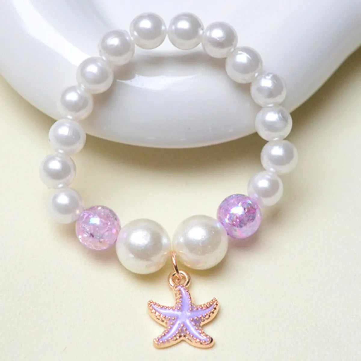 Wholesale Jewelry Vacation Starfish Mermaid Shell Imitation Pearl Alloy Charm Bracelets