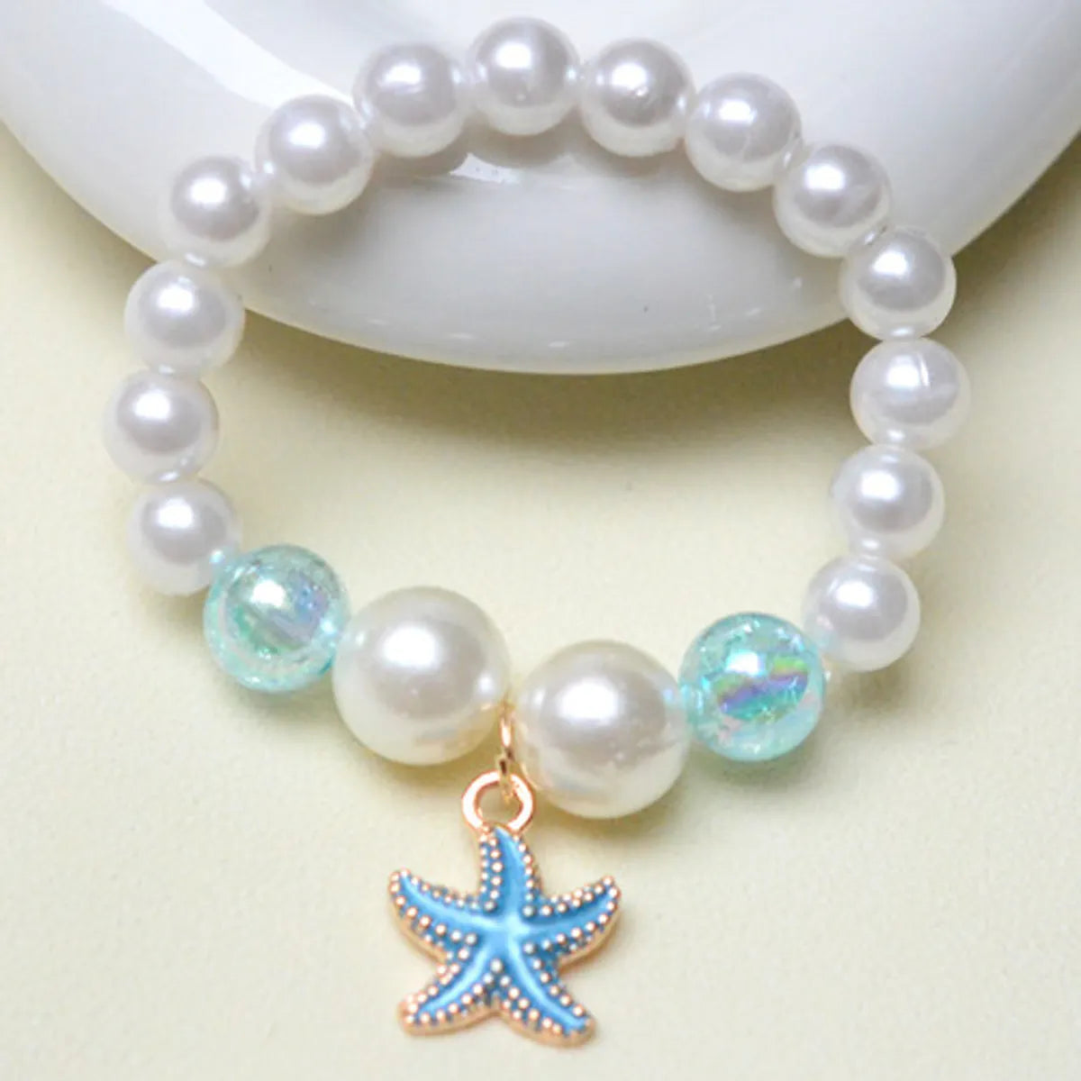 Wholesale Jewelry Vacation Starfish Mermaid Shell Imitation Pearl Alloy Charm Bracelets